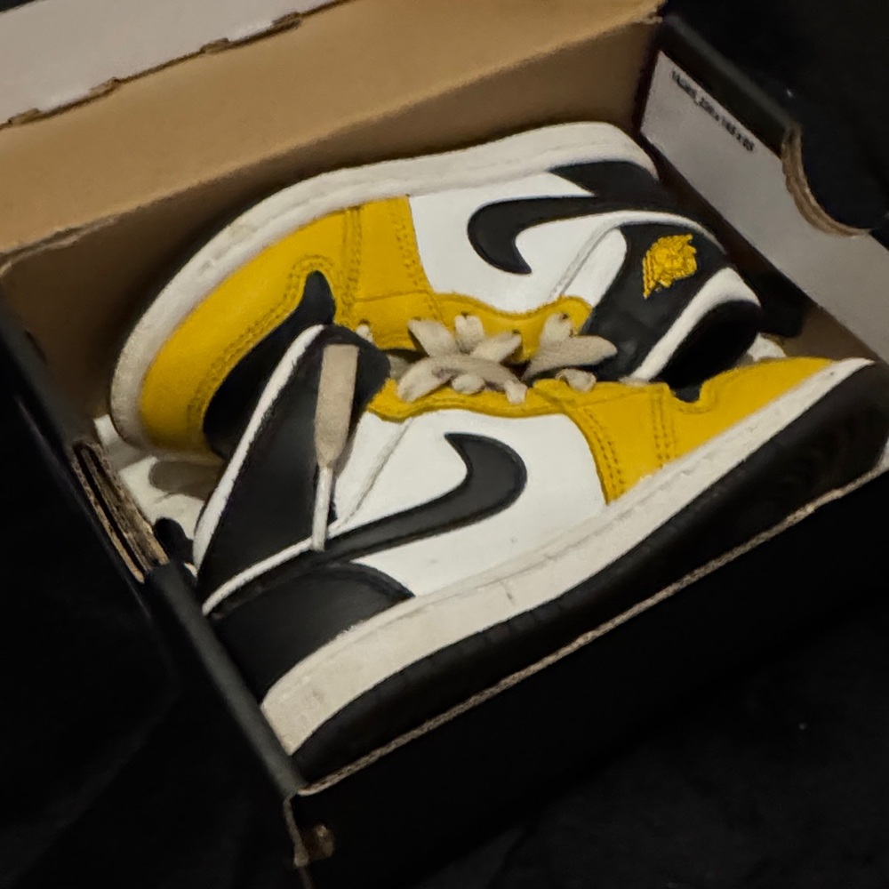 Youth Black and Yellow High-Top Nike Jordan’s